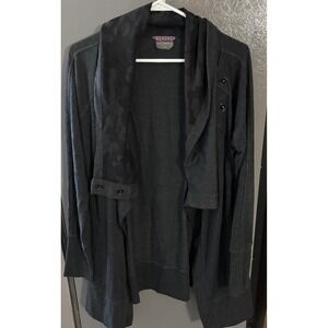 Shambhala Cardigan Women's Large Black Camo Long Sleeve Shirt Cover Up